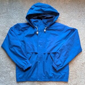Eddie Bauer Gore-Tex Mountain Parka Mens XL Blue Vintage Hooded Shell Jacket